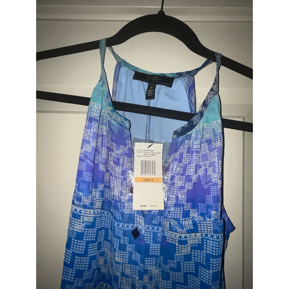 Jessica Simpson Dress Sleeveless Maxi Womens Size Small Blue Green Racerback - Picture 3 of 8